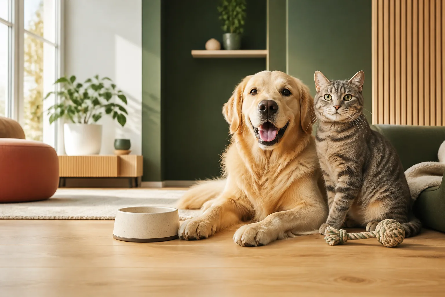 Hund und Katze in einem ruhigen Zuhause